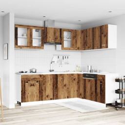 Berkfield Home 11 Piece Kitchen Cabinet Set Lyon Old Wood Engineered Wood in Brown - thumbnail 1