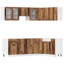 Berkfield Home 11 Piece Kitchen Cabinet Set Lyon Old Wood Engineered Wood in Brown - thumbnail 2