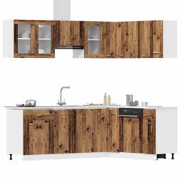 Berkfield Home 11 Piece Kitchen Cabinet Set Lyon Old Wood Engineered Wood in Brown - thumbnail 3