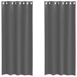 Berkfield Home Voile Curtains with Grommets 2 pcs Dark Grey 140x245 cm - thumbnail 3