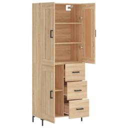 Berkfield Home Highboard Sonoma Oak 69.5x34x180 cm Engineered Wood in Light Tan - thumbnail 4