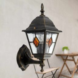 First Choice Lighting Set of 2 Morecambe - Black with Brushed Gold IP44 Outdoor Wall Lights - thumbnail 4