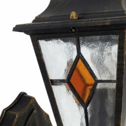 First Choice Lighting Set of 2 Morecambe - Black with Brushed Gold IP44 Outdoor Wall Lights - thumbnail 3