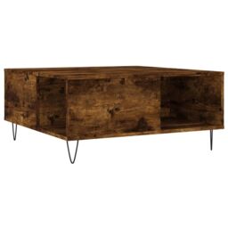 Berkfield Home Coffee Table Smoked Oak 80x80x36.5 cm Engineered Wood in Brown - thumbnail 2