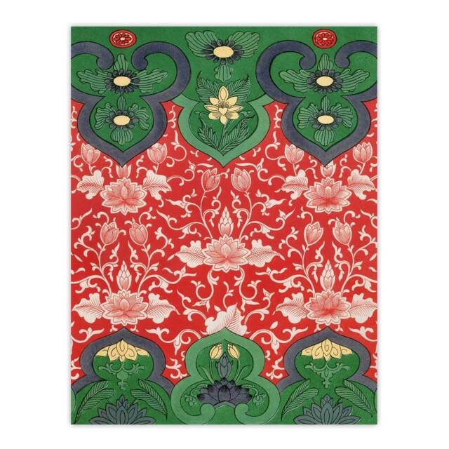"Artery8 Owen Jones Arabesque Floral Red Green Pattern Wall Art Print - Size: W12"" x H16""" - image 1