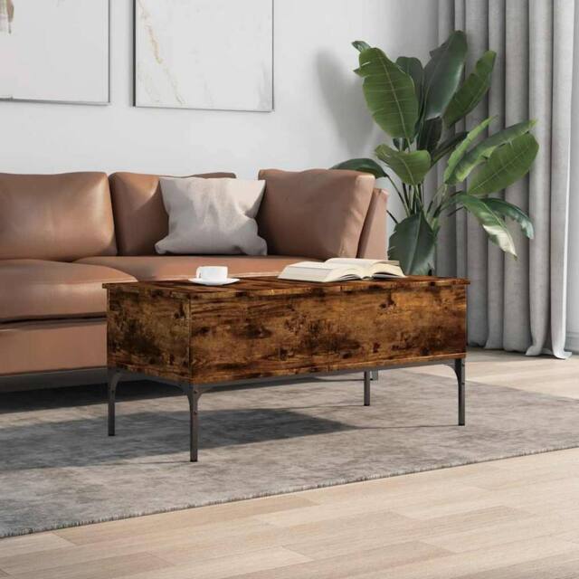 Berkfield Home Comfortable Coffee Table Smoked Oak 100x50x45 cm Engineered Wood in Brown - Size: 100 x 50 x 45 cm - image 1