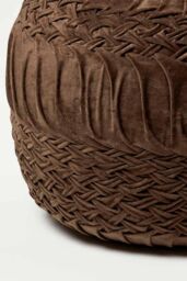 Homescapes Sofia Pleated Velvet Pouffe in Brown - thumbnail 3