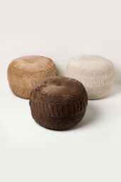 Homescapes Sofia Pleated Velvet Pouffe in Brown - thumbnail 6