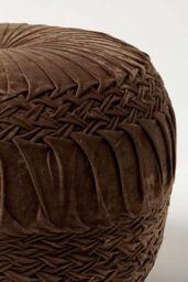 Homescapes Sofia Pleated Velvet Pouffe in Brown - thumbnail 4