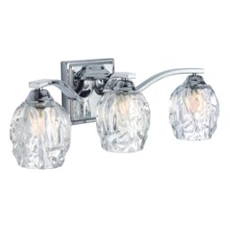 Loops IP44 3 Bulb Wall Light 3 Cut Glass Clear Shades Polished Chrome LED G9 3.5W - thumbnail 1