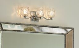 Loops IP44 3 Bulb Wall Light 3 Cut Glass Clear Shades Polished Chrome LED G9 3.5W - thumbnail 2
