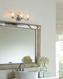 Loops IP44 3 Bulb Wall Light 3 Cut Glass Clear Shades Polished Chrome LED G9 3.5W - thumbnail 3