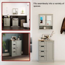 Home Discount Bath Vida Priano 4 Drawer 1 Door Freestanding Unit Storage Bathroom Furniture 810 x 600 x 300 mm in Grey - thumbnail 8