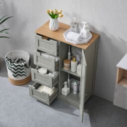 Home Discount Bath Vida Priano 4 Drawer 1 Door Freestanding Unit Storage Bathroom Furniture 810 x 600 x 300 mm in Grey - thumbnail 2