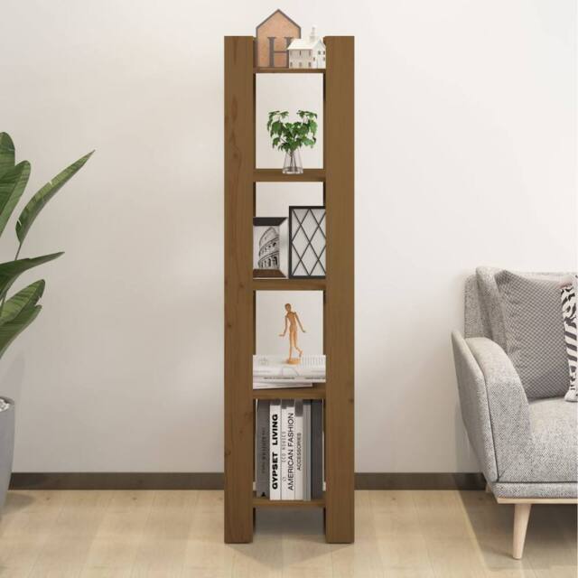 Berkfield Home Beautiful Book Cabinet/Room Divider Honey Brown 41x35x160 cm Soli - Size: 41 x 35 x 160 cm - image 1