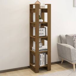Berkfield Home Beautiful Book Cabinet/Room Divider Honey Brown 41x35x160 cm Soli - Size: 41 x 35 x 160 cm - thumbnail 2