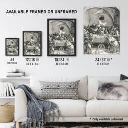 "Artery8 Great Passion The Last Supper Albrecht Durer Framed Wall Art Print in Grey - Size: W12"" x H16""" - thumbnail 3