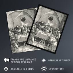 "Artery8 Great Passion The Last Supper Albrecht Durer Framed Wall Art Print in Grey - Size: W12"" x H16""" - thumbnail 2