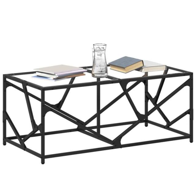 Berkfield Home Modern Coffee Table with Transparent Glass Top 98.5x50x41 cm Steel - image 1