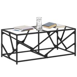 Berkfield Home Modern Coffee Table with Transparent Glass Top 98.5x50x41 cm Steel - thumbnail 1