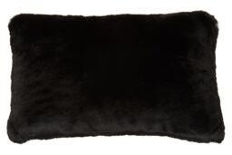 Orsina Rectangular Red Wine Faux Fur Cushion, Soft Feather Filled Decorative Cushion For Sofa & Bedroom in Black - thumbnail 2