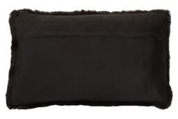 Orsina Rectangular Red Wine Faux Fur Cushion, Soft Feather Filled Decorative Cushion For Sofa & Bedroom in Black - thumbnail 3