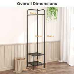 Costway Corner Coat Rack Freestanding Hall Tree Entryway Storage Organizer in Black - thumbnail 2