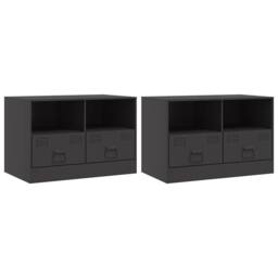Berkfield Home TV Cabinets 2pcs Black 67x39x44 cm Steel - Size: 67 x 39 x 44 cm - thumbnail 1