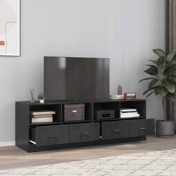 Berkfield Home TV Cabinets 2pcs Black 67x39x44 cm Steel - Size: 67 x 39 x 44 cm - thumbnail 2