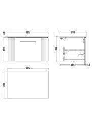 Balterley 1 Drawer Wall Hung Vanity Unit Colour Match Laminate Worktop, Blue 600mm - thumbnail 2