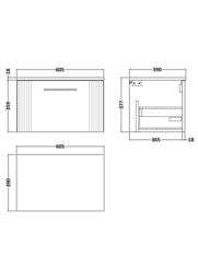Balterley 1 Drawer Wall Hung Vanity Unit Colour Match Laminate Worktop, Blue 600mm - thumbnail 7