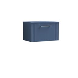 Balterley 1 Drawer Wall Hung Vanity Unit Colour Match Laminate Worktop, Blue 600mm