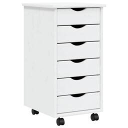 Berkfield Home Rolling Cabinet with Drawers MOSS White Solid Wood Pine - thumbnail 2