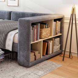 Rolipo 3FT Single Bed Grey Velvet Daybed Sofa Bed with Storage Drawers - thumbnail 6
