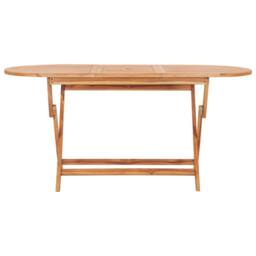 Berkfield Home Folding Garden Table 160x80x75 cm Solid Teak Wood in Brown - Size: 160 x 80 x 75 cm - thumbnail 1