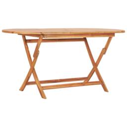 Berkfield Home Folding Garden Table 160x80x75 cm Solid Teak Wood in Brown - Size: 160 x 80 x 75 cm - thumbnail 2