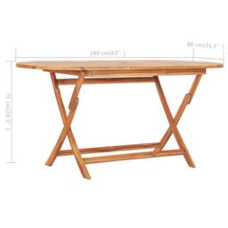 Berkfield Home Folding Garden Table 160x80x75 cm Solid Teak Wood in Brown - Size: 160 x 80 x 75 cm - thumbnail 6