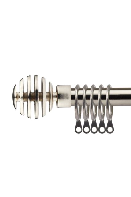 New Edge Blinds 16-19mm Geneva Extendable Durable Metal Curtain Pole Set in Silver - Size: 120 cm - 210 cm - image 1
