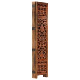 Berkfield Home Hand Carved 5-Panel Room Divider Brown 200x165 cm Solid Mango Wood in Grey - thumbnail 3