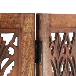 Berkfield Home Hand Carved 5-Panel Room Divider Brown 200x165 cm Solid Mango Wood in Grey - thumbnail 5