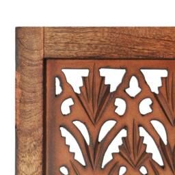 Berkfield Home Hand Carved 5-Panel Room Divider Brown 200x165 cm Solid Mango Wood in Grey - thumbnail 4