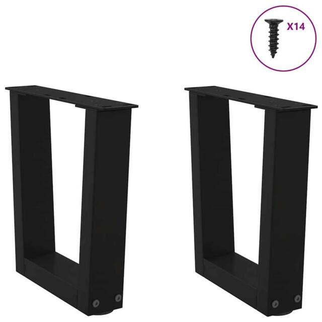 Berkfield Home Modern Dining Table Legs V-Shape 2 pcs Black 30x(30-31.3) cm Steel - image 1