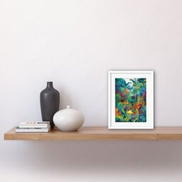 "Artery8 Wall Art Print Rainforest Landscape Vibrant Multicoloured Nature Artwork Framed 9X7 Inch in White - Size: W7"" x H9""" - thumbnail 2