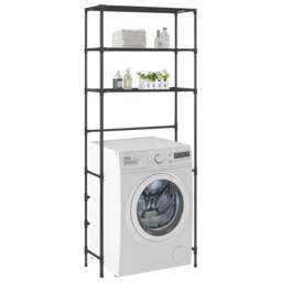 Berkfield Home Durable 3-Tier Storage Rack over Laundry Machine Black 69x28x169 cm - Size: 69 x 28 x 169 cm - thumbnail 2