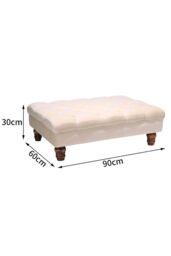 Living and Home Beige Buttoned Velvet Rectangular Ottoman Footstool with Gourd-shaped Legs - thumbnail 6