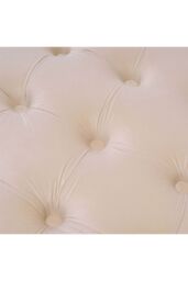 Living and Home Beige Buttoned Velvet Rectangular Ottoman Footstool with Gourd-shaped Legs - thumbnail 4