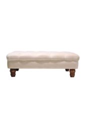 Living and Home Beige Buttoned Velvet Rectangular Ottoman Footstool with Gourd-shaped Legs - thumbnail 3