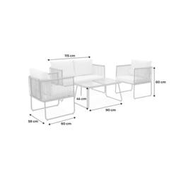 sweeek 4-seater Garden Sofa Set With Plastic Ropes In Galvanised Steel in Khaki - thumbnail 5