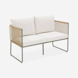 sweeek 4-seater Garden Sofa Set With Plastic Ropes In Galvanised Steel in Khaki - thumbnail 2