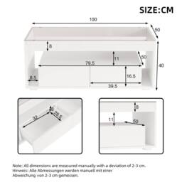BTM High Gloss LED Coffee Table with Glass Top & 2 Drawers in White - thumbnail 5